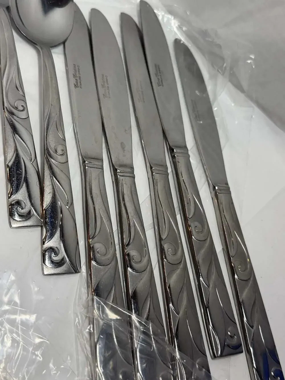 Casa Cristina Stainless China Silverware Flatware Lot Swirl Scroll Design